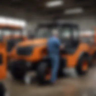 Expert technicians working on Kubota machinery