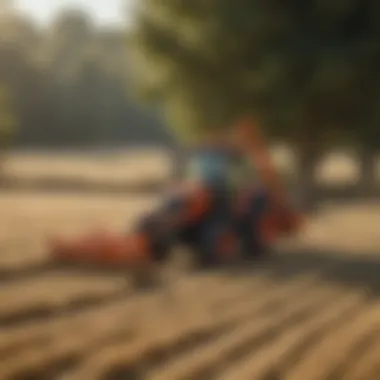 Farmer using Kubota Quick Attach Hay Spear in the field