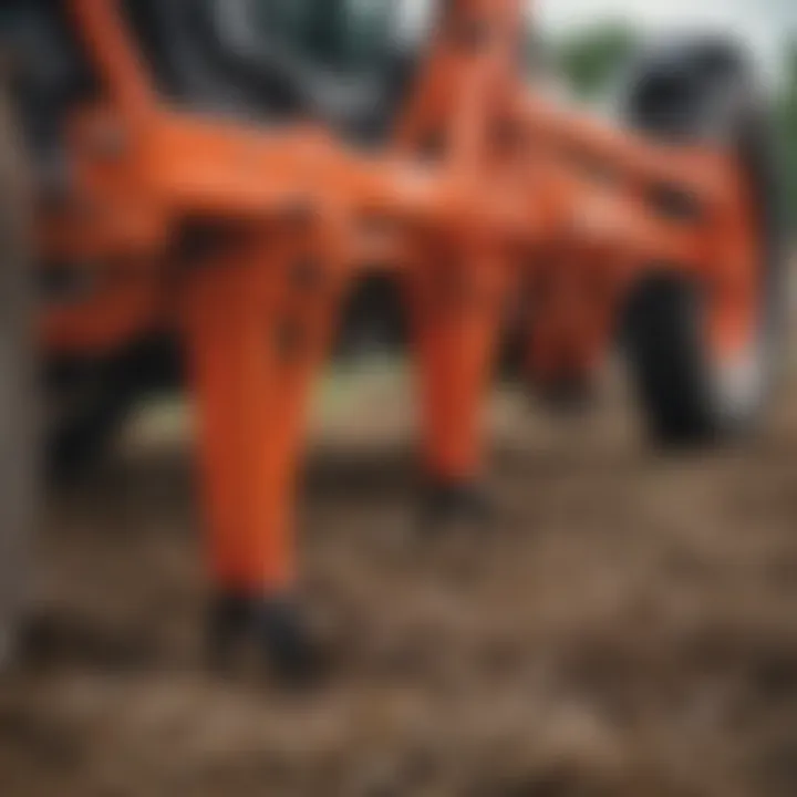 Close-up of the Kubota Quick Attach Hay Spear's tines