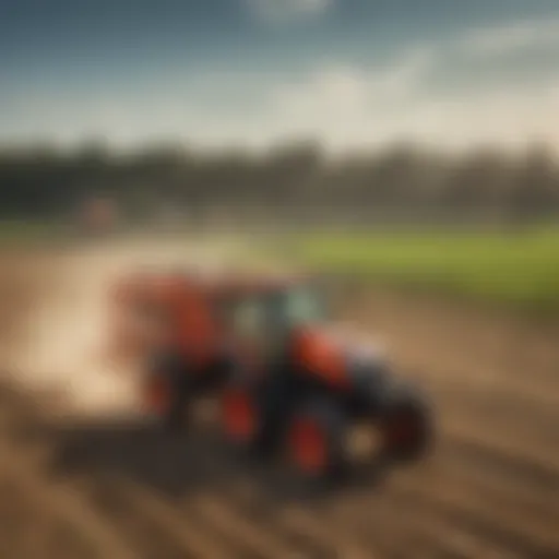 Kubota sprayer in action within a vibrant agricultural field