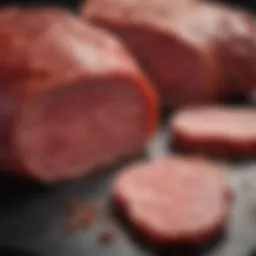 Close-up of lab-created meat products showcasing texture and structure