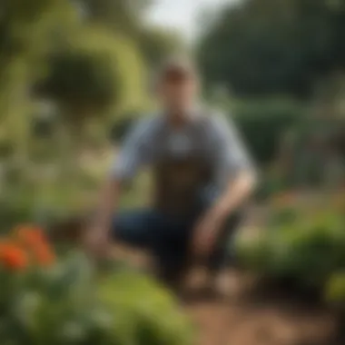 Sustainable gardening techniques being demonstrated in an outdoor setting.