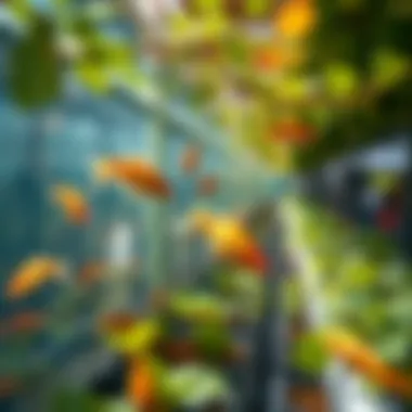 Aquaponics system showcasing fish and plants coexisting