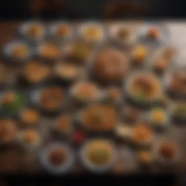 Cultural dishes displayed in a rich array illustrating global traditions