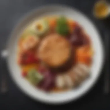 A beautifully plated gourmet lunch highlighting artistic presentation