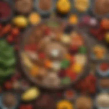 An assortment of healthy ingredients arranged for a nutritious meal
