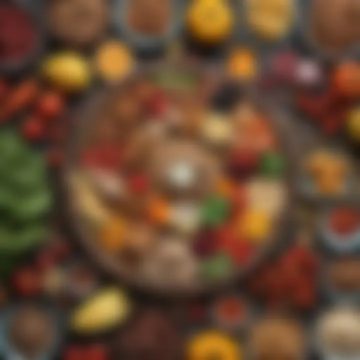 An assortment of healthy ingredients arranged for a nutritious meal