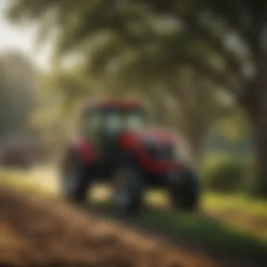 Mahindra tractor in action on a vibrant Alabama farm