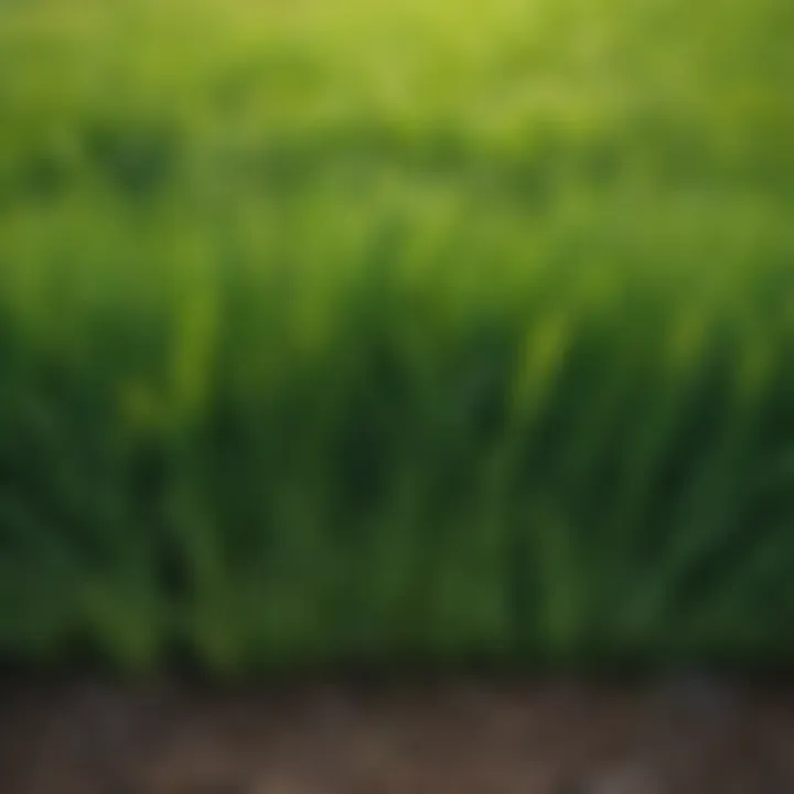 Close-up view of a vibrant green grass lawn