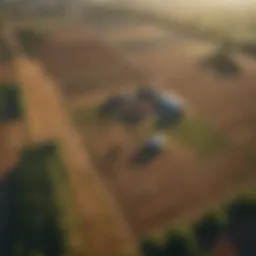 Aerial view of agricultural land showcasing varying elevations