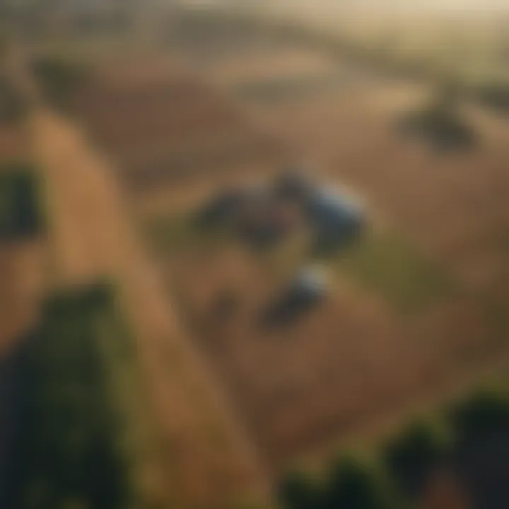 Aerial view of agricultural land showcasing varying elevations