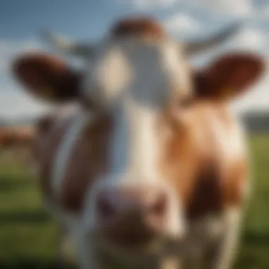 Healthy Dairy Cow Close-Up Close-up of a dairy cow, highlighting its health and well-being on the farm.