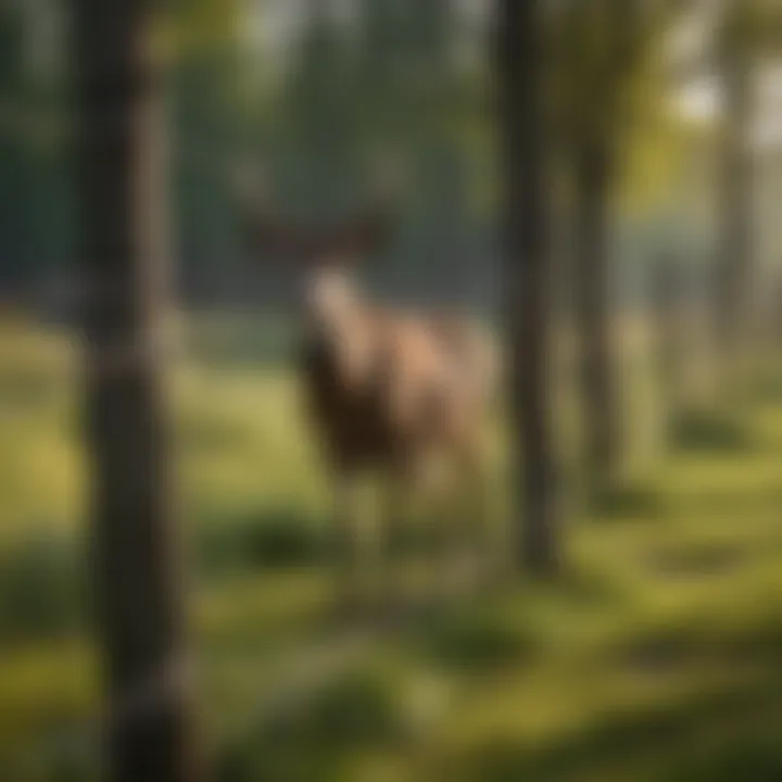 Monofilament deer fence installed in an agricultural setting