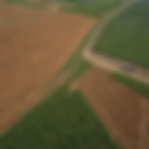 Aerial view of a vast agricultural landscape showcasing GMO crops