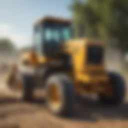 Motor grader operating on a construction site