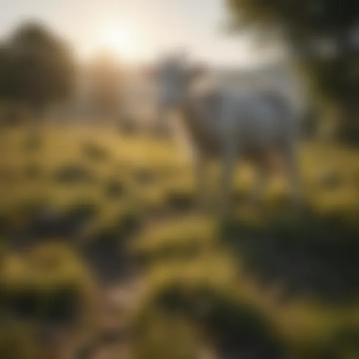 Goat grazing in a healthy pasture