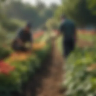 Horticulture team collaborating in a field