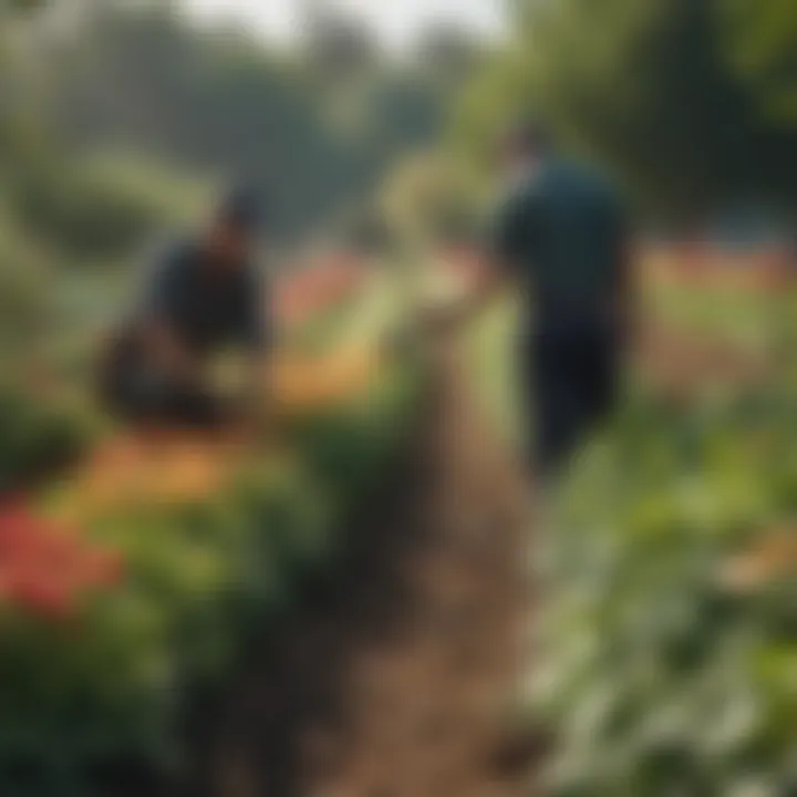 Horticulture team collaborating in a field