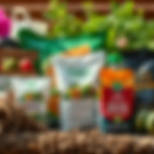 A variety of organic fertilizers displayed in eco-friendly packaging