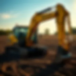 Overview of New Holland excavators in a farm setting
