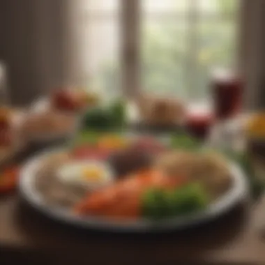 Balanced Meal Featuring Essential Nutrients Balanced meal showcasing essential nutrients