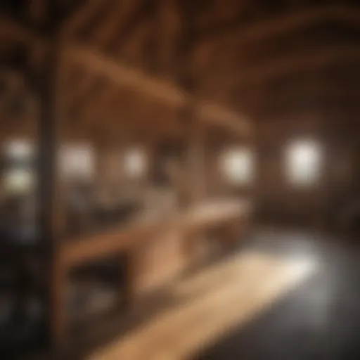 Restored barn showcasing intricate woodwork and craftsmanship