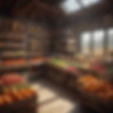 Showcase of Agricultural Products A well-organized supply store showcasing a variety of agricultural products.