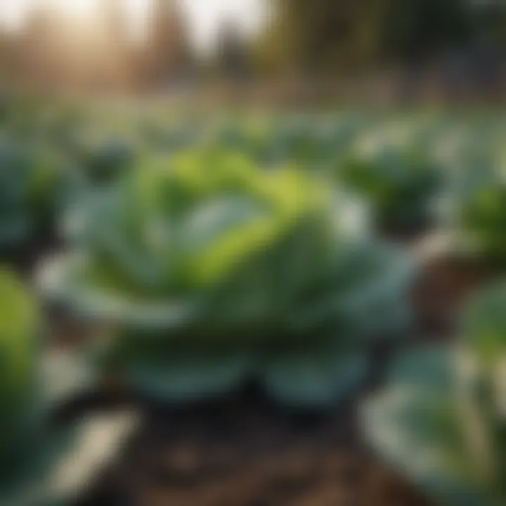 Healthy cabbage crop in a sustainable garden