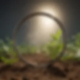 Symbolic representation of organic certification with a magnifying glass highlighting pesticide residue