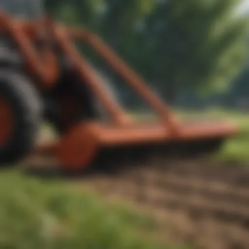 A powered landscape rake in action on a farm