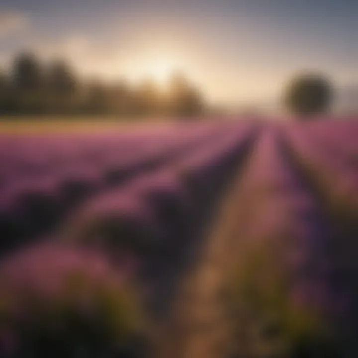 Diverse species of purple cover crops in a sustainable farm