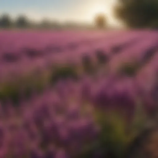 Vibrant purple cover crops thriving in a sunny field