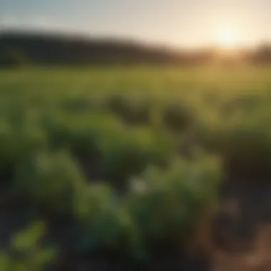 Agricultural field with thriving purslane crops