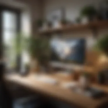 Optimized Home Office for Productivity A well-organized home office setup with a plant and laptop
