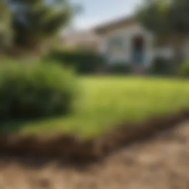 Freshly laid sod in a sunny San Diego garden