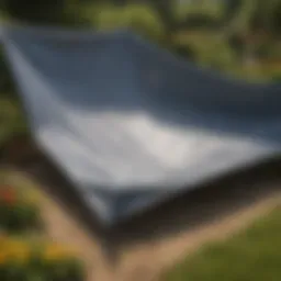 Durable UV-resistant tarp spread over a garden