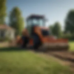 Sod roller attachment in action on a landscaping project