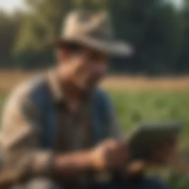 Empowering Agriculture with Digital Tools Farmer using a tablet in a field