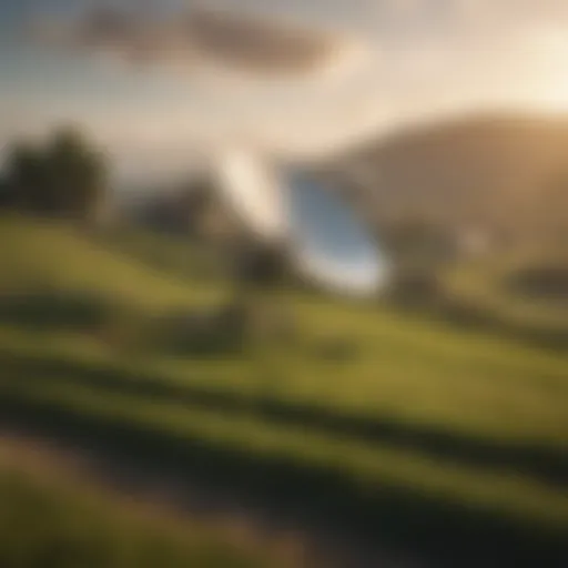 Rural landscape with a satellite dish
