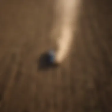 An aerial view of a farm applying fertilizer using advanced machinery to enhance productivity.