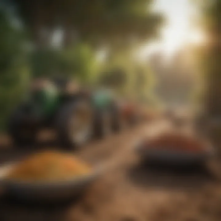 Various types of fertilizers displayed in a natural setting, showcasing options for farmers.