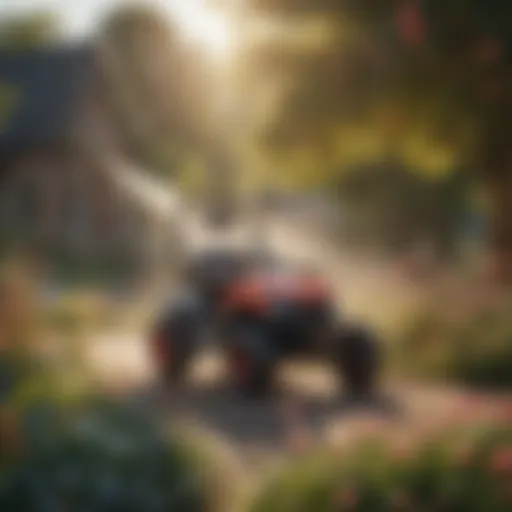 A vibrant garden sprayer amid blooming flowers