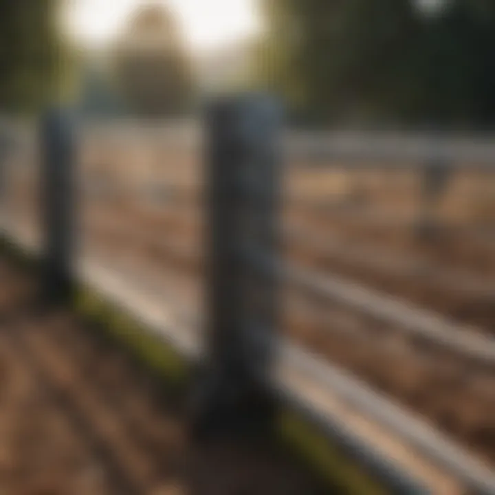 Installation of corral panel clamps in an agricultural setting.