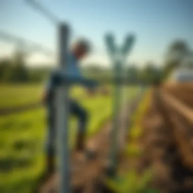 Installation of poly fencing in a farm setting