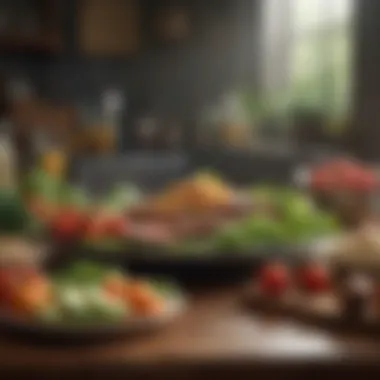 Balancing Convenience with Nutritional Value A diverse array of healthy meals ready for consumption.
