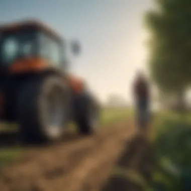 Modern Technology Transforming Agriculture A farmer using advanced technology in agriculture.