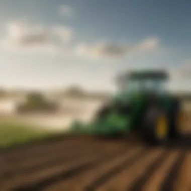 A farmer analyzing crops with John Deere technology