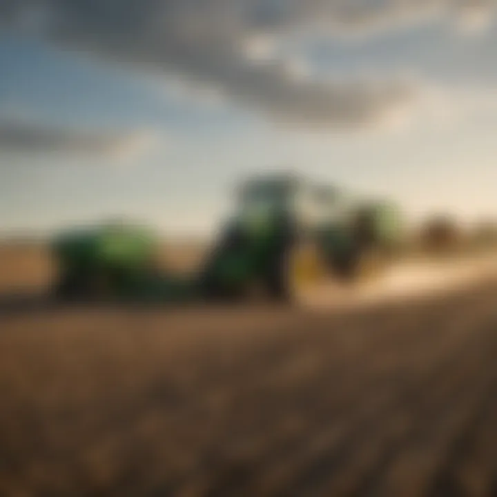 Modern John Deere machinery operating in a vast farm