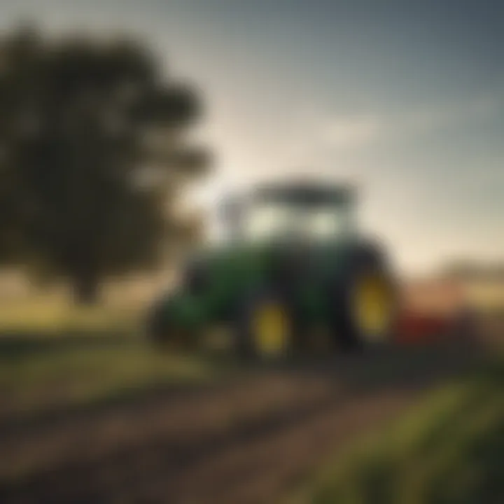 John Deere equipment amidst a sustainable farming landscape