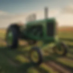 A vintage John Deere tractor in a picturesque Oklahoma field